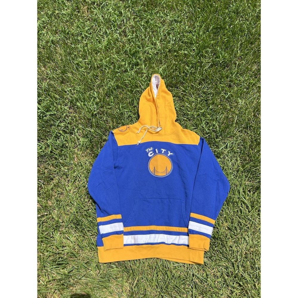Golden State Warriors Majestic Fleece Hoodie size Med Embroidered Patches